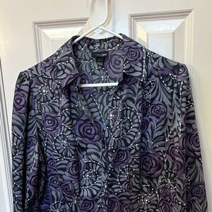East 5th Purple and Gray Floral Blouse